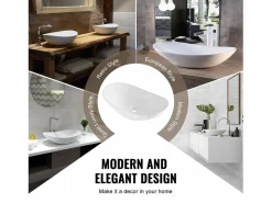 Lavabo|Lavabo del Baño SucceBuy Fregadero de Cerámica Ovalado de 60 cm x 36 cm: , Moderno, Duradero y Elegante