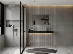 Shower & Design Lavabo|Lavabo doble flotante de solid surface con efecto mármol, , 120 cm de ancho, TAKOTNA