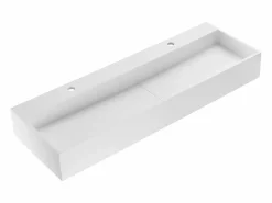 Shower & Design Lavabo doble suspendido de solid surface - Encimera lavabo blanca - 120 cm - YAMDROK Blanco Hot