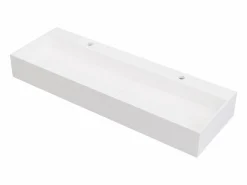 Shower & Design Lavabo doble suspendido de solid surface - Encimera lavabo blanca - 120 cm - YAMDROK Blanco Hot