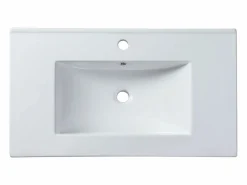 Shower & Design Lavabo|Lavabo empotrado de cerámica blanca - L81 cm - MOTIAC
