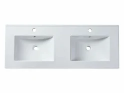 Shower & Design Lavabo|Lavabo empotrado de cerámica blanca - L122 cm - MOTIAC