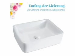 NETTLIFE Lavabo|Lavabo lavabo de baño sobre encimera de cerámica - lavabo de baño cuadrado sobre encimera