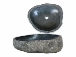 Helloshop26 Lavabo ovalado de piedra de río 46-52 cm 02_0002835 Gris Best