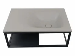 Shower & Design Lavabo|Mueble De Pared Para Baño|Lavabo rectangular de hormigón - Gris - L61 x Alt. 39 cm - TICINO