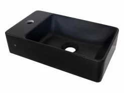 Lavabo rectangular de resina negra para pared o sobre encimera, 40x23cm^ Online