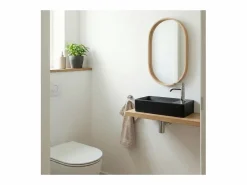Lavabo rectangular de resina negra para pared o sobre encimera, 40x23cm^ Online