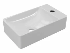 Lavabo rectangular flotante de cerámica blanca, Ancho 38 x Alt. 10 x Prof. 22 cm, ERAVAL^Shower & Design Online