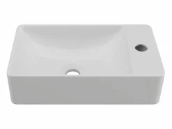 Lavabo rectangular flotante de cerámica blanca, Ancho 38 x Alt. 10 x Prof. 22 cm, ERAVAL^Shower & Design Online