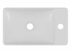 Lavabo rectangular flotante de cerámica blanca, Ancho 38 x Alt. 10 x Prof. 22 cm, ERAVAL^Shower & Design Online