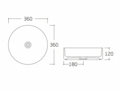 Shower & Design Lavabo|Lavabo redondo de cerámica blanca estriada, Ancho 36 x Alt. 12 x Prof. 36 cm, PEDARA