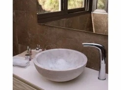 Lavabo redondo de mármol hecho a mano para un toque de lujo intemporal Blanco New