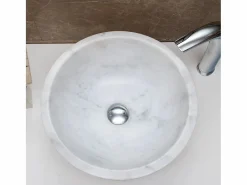 Lavabo redondo de mármol hecho a mano para un toque de lujo intemporal Blanco New