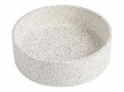 Lavabo redondo de terrazo blanco, D39 x Alt. 12 cm, DUKAT^Shower & Design Online