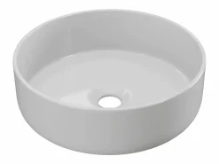 Shower & Design Lavabo redondo para baño, brillante, 36 cm, LENISO Blanco Discount
