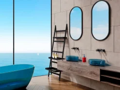 Shower & Design Lavabo redondo translúcido de resina - 40 cm - - SPAVO Azul Online