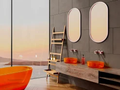 Lavabo redondo translúcido de resina - 40 cm - - SPAVO^Shower & Design Outlet