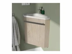 Lavabo rinconero SKINO + lavabo + armario con espejo Blanco Hot
