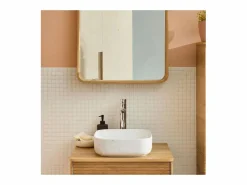 Lavabo|Lavabo sobre encimera cuadrado DIANE de 37 cm en cerámica efecto mármol