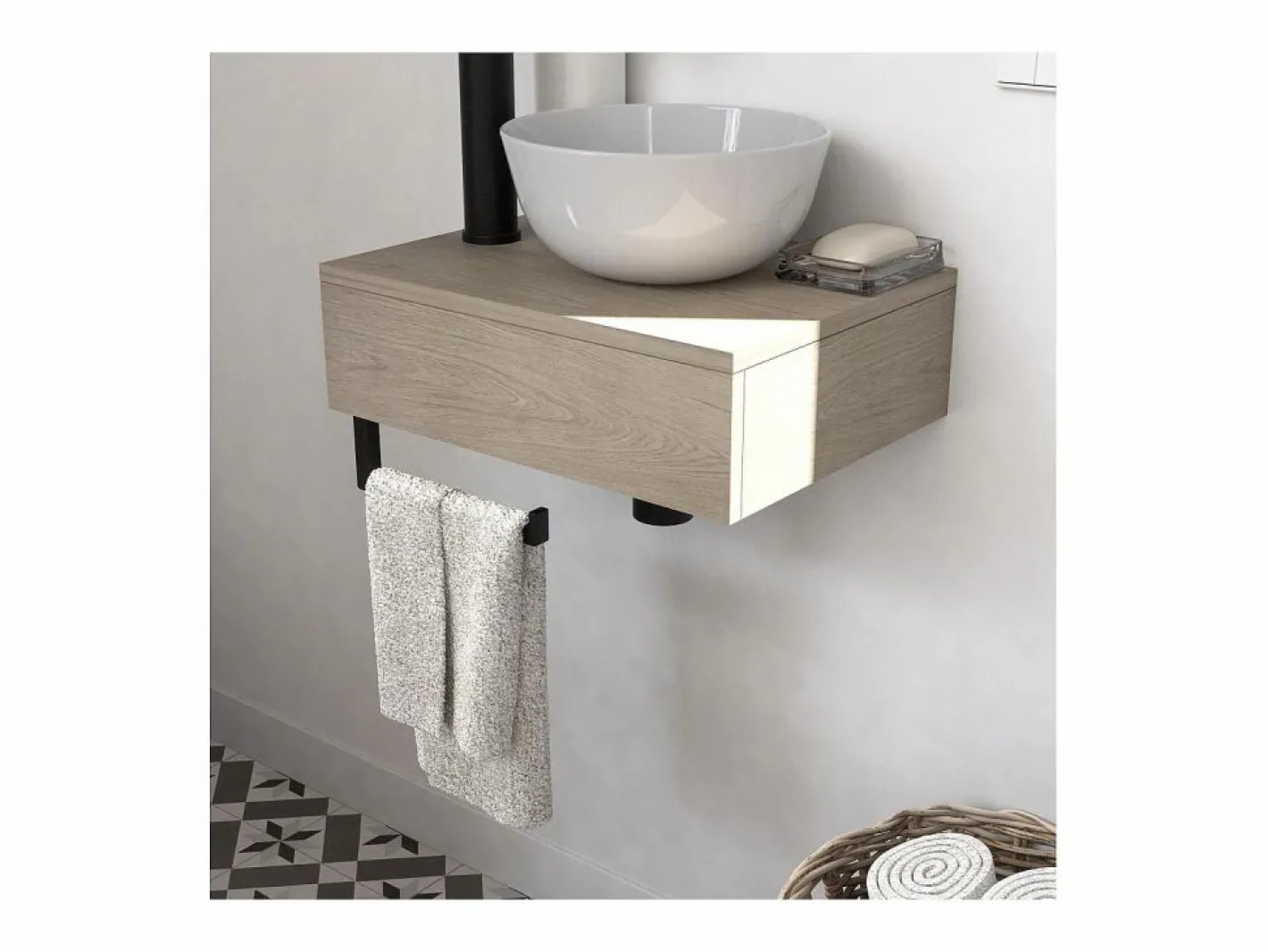 Mueble De Aseo|Lavabo sobre encimera grueso + lavabo + espejo SOHO