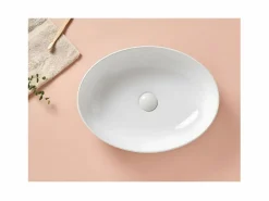 SANYCCES Lavabo sobre encimera ovalado de cerámica PARMA 51.5 x 40 cm Blanco Outlet