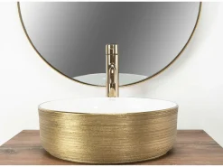 Rea Lavabo Sobre Encimera Sami White Gold Blanco Online