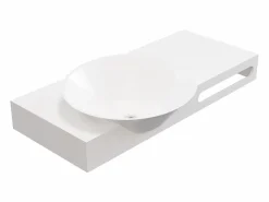Lavabo suspendido de solid surface con toallero - 100 cm - YUMIKO^Shower & Design Online