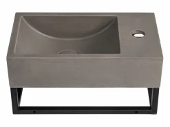 Shower & Design Lavabo suspendido de cemento con soporte, Ancho 40 x 22 cm, UCHAMI Gris Hot