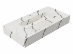 Lavabo suspendido efecto mármol blanco - 90 cm - TAKOTNA^Shower & Design Discount