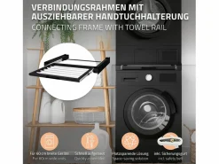 ML-DESIGN Lavadora universal de bastidor intermedio con toallero Negro Discount