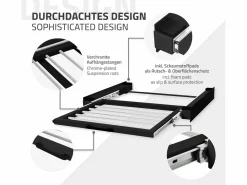 ML-DESIGN Lavadora universal de bastidor intermedio con toallero Negro Discount