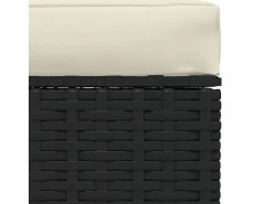 Garden Furniture Layla Hope Reposapiés de jardín con cojín ratán sintético gris 70x70x30 cm Negro New