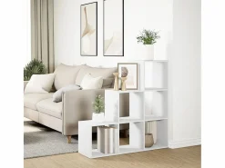 vidaxl Estantería|Librería biombo de 3 niveles, blanca, 99x29x99 cm, madera de ingeniería