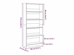 Librería blanca 80x24x176 cm madera contrachapada^ New