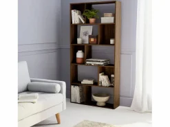 Sweeek Librería|Librería con 5 baldas y 10 compartimentos nogal