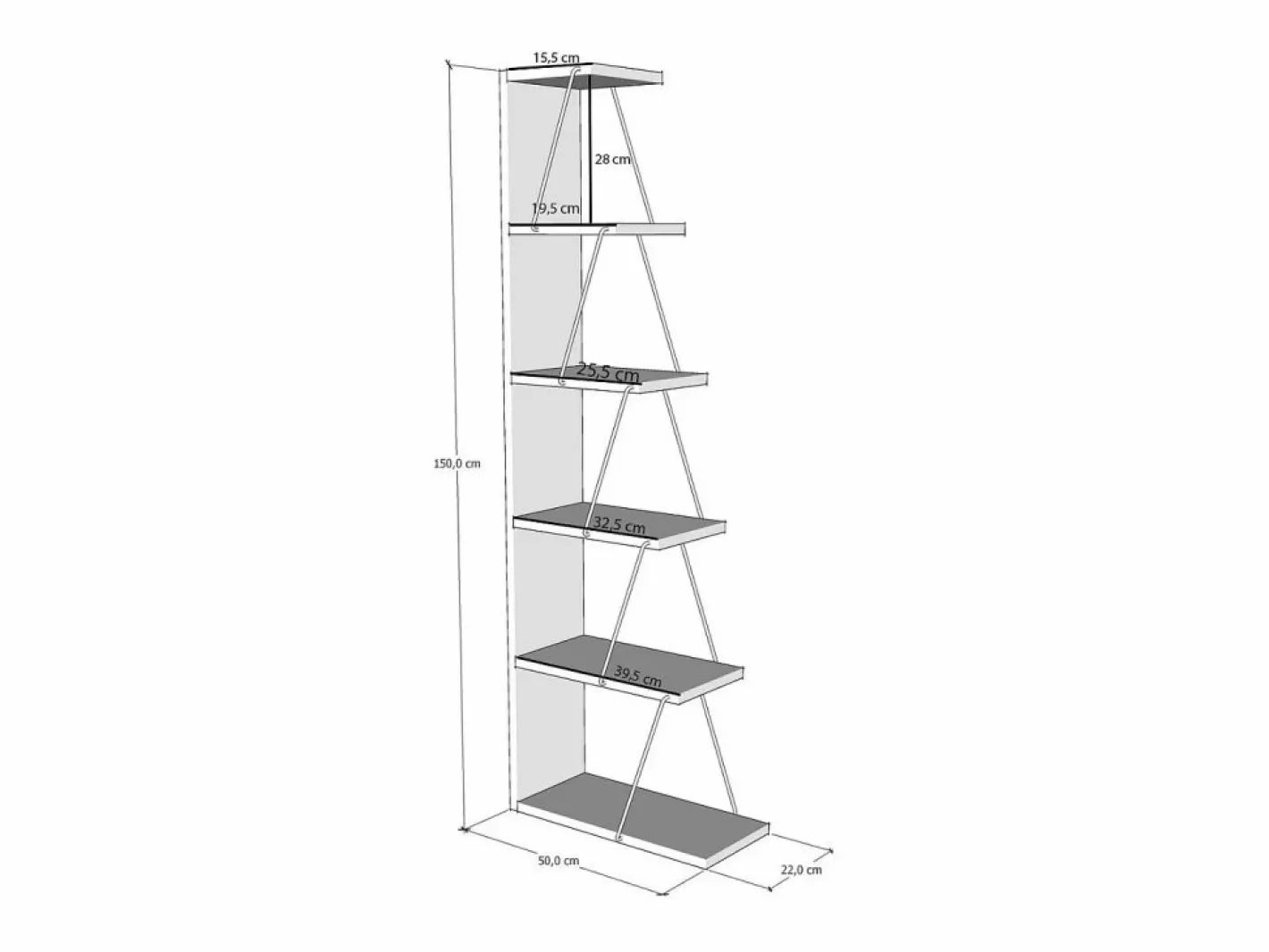 Vente-unique Librería con 5 estantes - Color: - DELORY Negro Discount