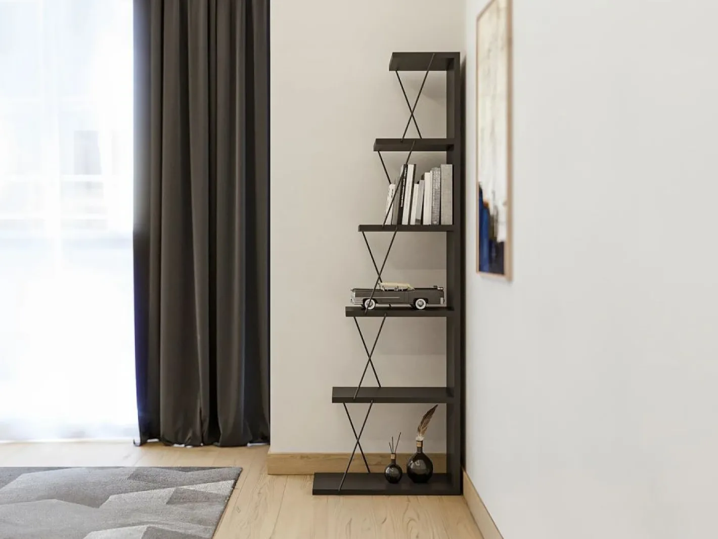 Vente-unique Librería con 5 estantes - Color: - DELORY Negro Discount