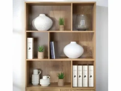 Calicosy Librería|Librería de 6 Compartimentos y 2 Puertas en Ratán Natural H175cm - JAYA