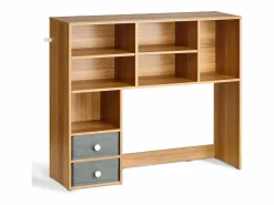 Librería de Escritorio SucceBuy. Organizador de Madera de 3 Niveles. con 2 Cajones de Tela. para Escritorio, Hogar y Dormitorio, Para Oficina Marru00f3n