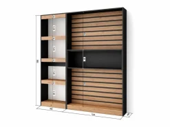 Skraut Home Librería estantería, 170x25x186cm, Salón - Comedor - Oficina, Con Almacenaje, Roble y negro Color natural claro Outlet