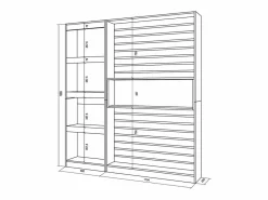 Skraut Home Librería estantería, 170x25x186cm, Salón - Comedor - Oficina, Con Almacenaje, Roble y negro Color natural claro Outlet