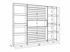 Skraut Home Librería estantería, 230x25x186cm, Salón - Comedor - Oficina, Con Almacenaje, Roble y negro Color natural claro Sale
