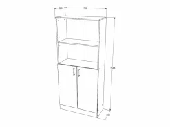 Consola Escritorio|Librería haaus Flint, con puertas inferiores y 1 estante, , 70 x 32 x 159 cm