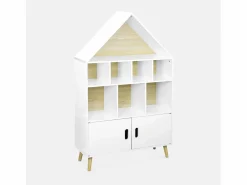 Sweeek Librería infantil de madera con 8 compartimentos y 2 puertas Blanco Discount