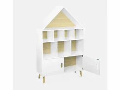 Sweeek Librería infantil de madera con 8 compartimentos y 2 puertas Blanco Discount