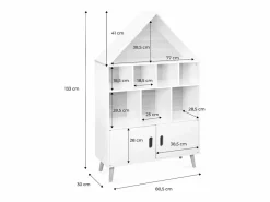 Sweeek Librería infantil de madera con 8 compartimentos y 2 puertas Blanco Discount