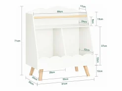 Sobuy Mueble De Bebé|Librería Infantil Pequeño para Niños con 1 Estantería y 2 Compartimentos Organizador de Juguetes y Libros para Niños KMB100-K-W ES