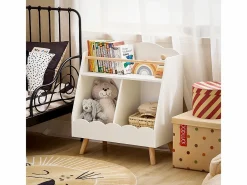 Sobuy Mueble De Bebé|Librería Infantil Pequeño para Niños con 1 Estantería y 2 Compartimentos Organizador de Juguetes y Libros para Niños KMB100-K-W ES