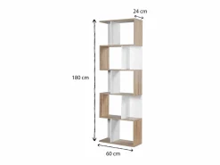 Librería múltiples estantes Alt. 180cm - Acabado madera y blanco^Calicosy Sale