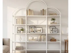 ModernLuxe Librería|Librería moderna de metal 170×26×190 cm - forma de nube - 5 niveles de almacenamiento -